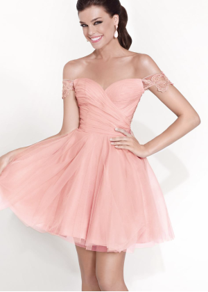 Off Shoulder Pink Lace Tulle Stunning Cocktail Dress